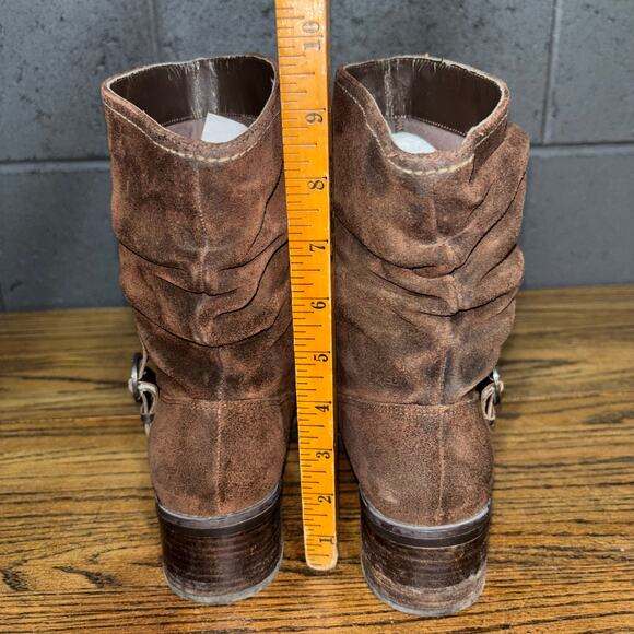 Rockport Women’s Brown Suede Slouch Ankle Boots 7.5 Buckle Low Heel Comfort - Picture 5 of 8